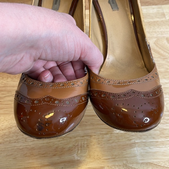 Miu Miu Patchwork Patent Leather Block Heels - Picture 7 of 15